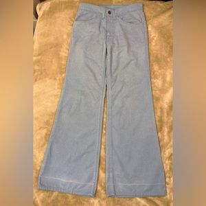 RARE 60s LEVI’S big E white tab bell bottom brushed twill/chambray jeans/pants
